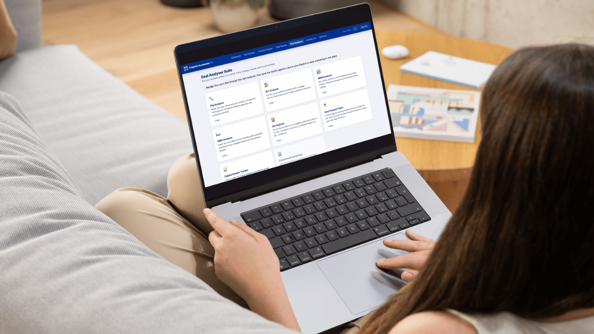 The Property Accelerator deal analyser suite open on a laptop