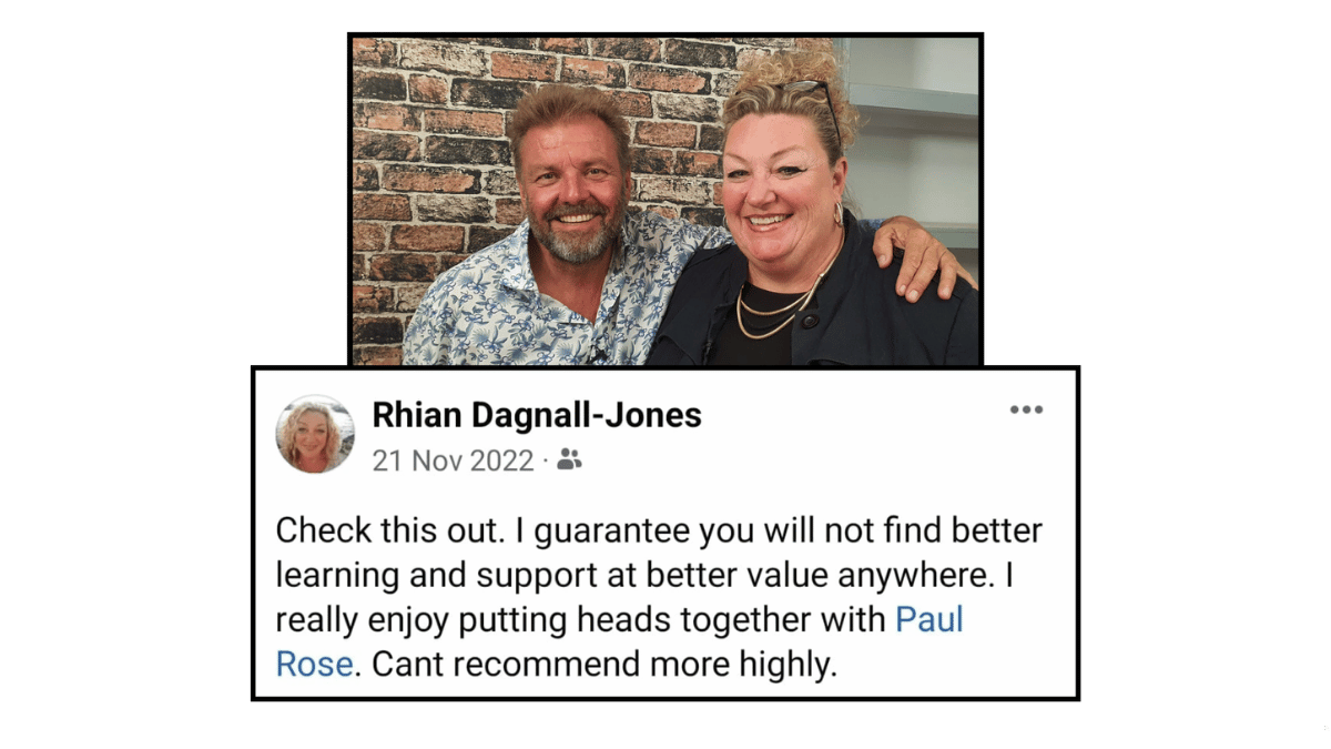 Rhian Dagnall-Jones's Facebook recommendation of Paul Rose