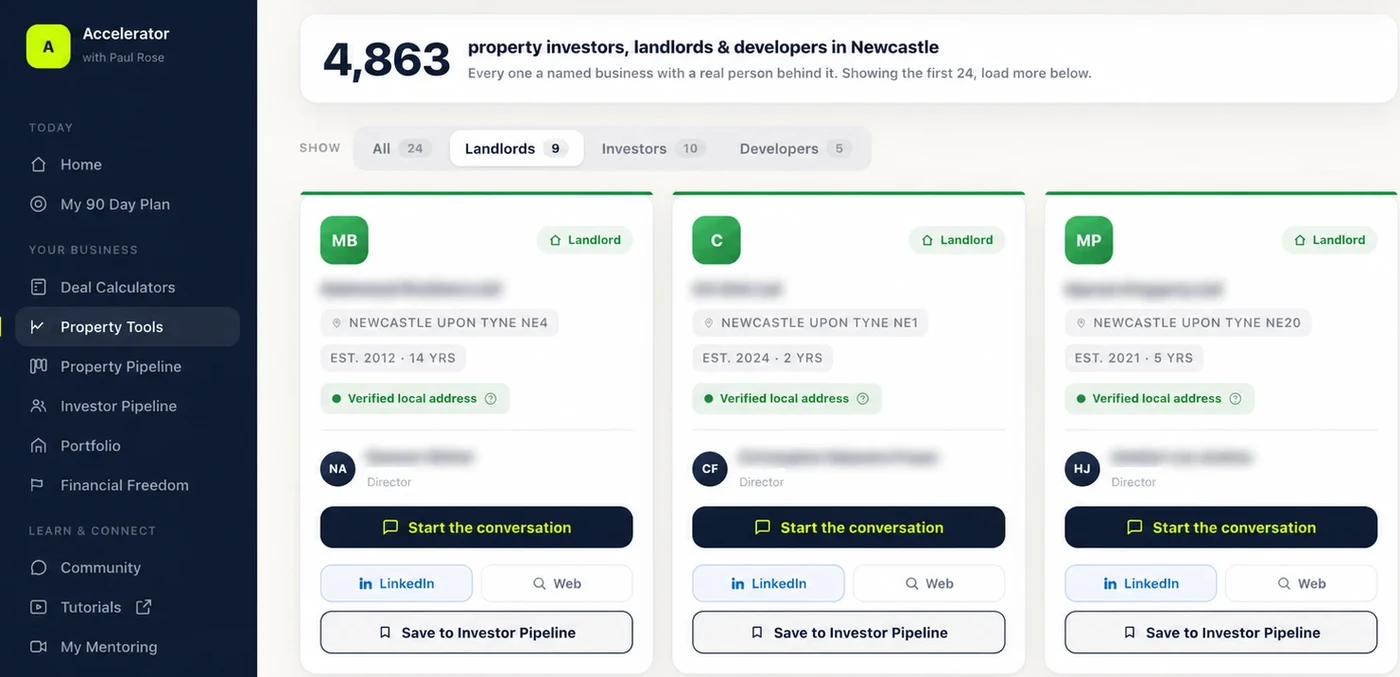 The Investor Finder listing property companies in Newcastle