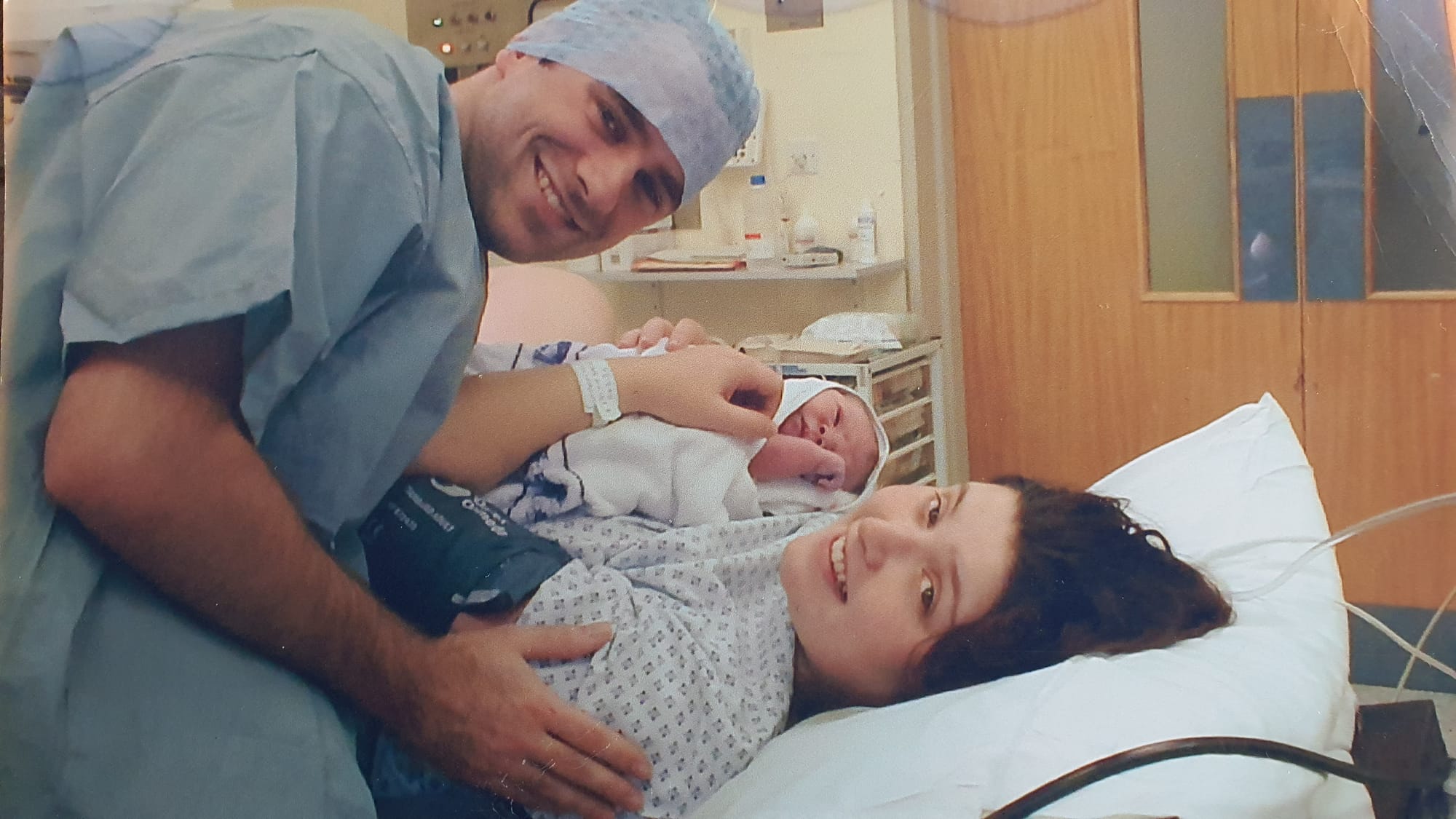 Adam, Paul Rose's son, just minutes after being born